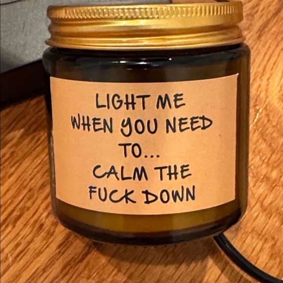 Black candle warmer Lamp & candle “Light me when you need to calm the f&$k down” - Picture 2 of 3
